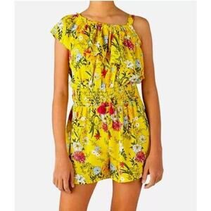 BCBG Girls Romper Jumper with Flowers and Tassels Aspen Gold, S 7/8 summer